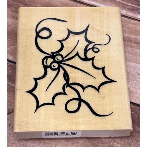 1999 ANITA'S HOLLY BERRY WOOD MOUNTED RUBBER STAMP BY TERESA QUINTON - Picture 1 of 4